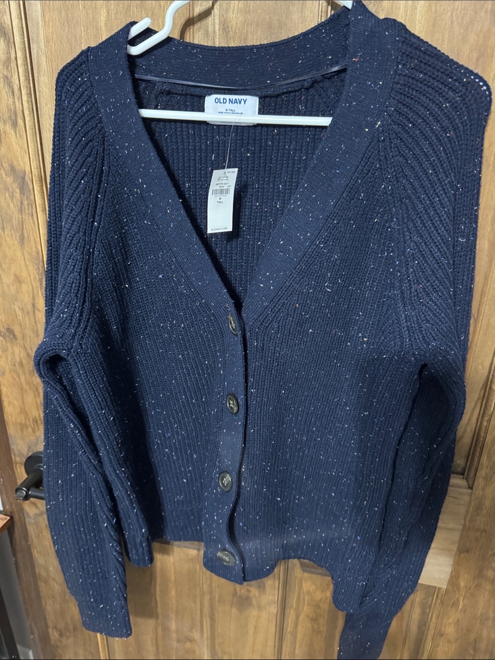 Old Navy Navy Speckled Button-Front V-Neck Cardigan